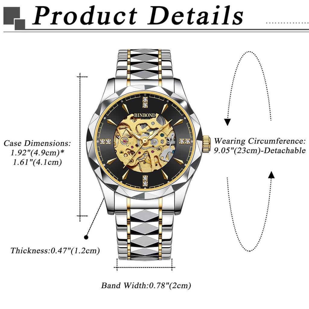 Automatic Watch Silver 3ATM Water Luminous Analog Stainless Steel Strap Watch Fashion Watch Birthday Christmas Day Day Gift Men's Resistant Men's -