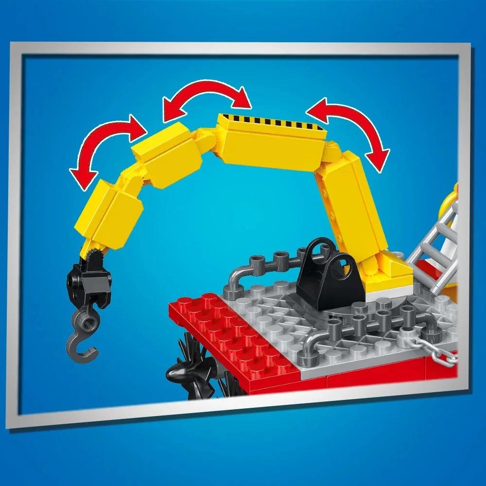 Fire Station City Oceans Blocks Compatible Fire Station Set with Fire Station Fire Helicopter Fire Ship Rescue Boat