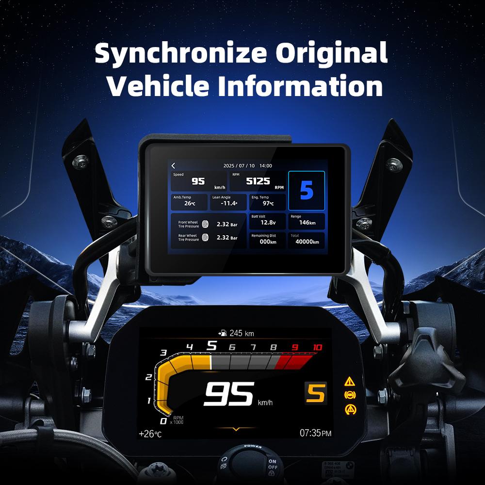 EKIY 5 Inch Motorcycle GPS Navigation CarPlay Android Auto Screen Mirroring Screen For BMW Wonder Wheel Controls Moto Monitor