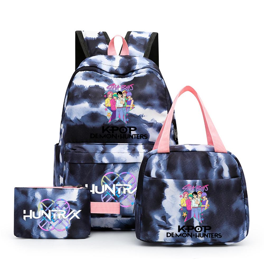 3Pcs/set Anime Demon Hunters Printed Backpack with Shoulder Bag Pengcil Case for Teenager Large Capacity Waterproof Bookbag Back To School Gift