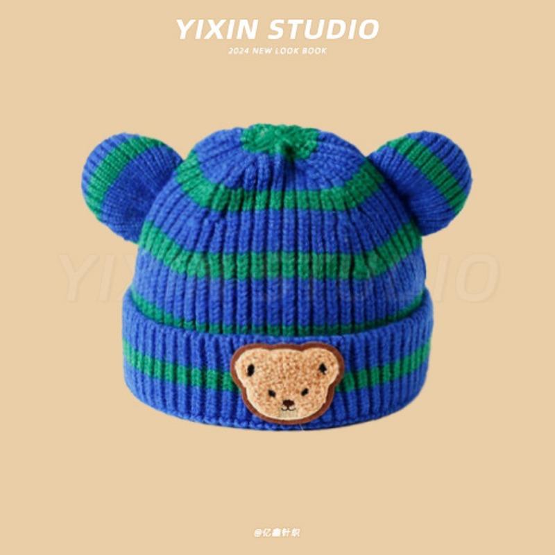 Autumn and Winter Boys and Girls Children's Hats Baby Hats Cute Cartoon Bears Plush Hats Thermal Hats Ear Protectors Knitted Hats