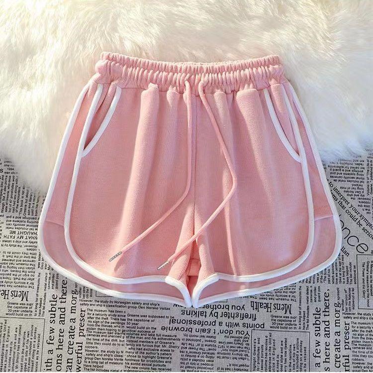 

Women s Pink Korean-Style Casual Sports Shorts: Summer Loose, Comfortable, Trendy Home or Outerwear S for 75-90 jin