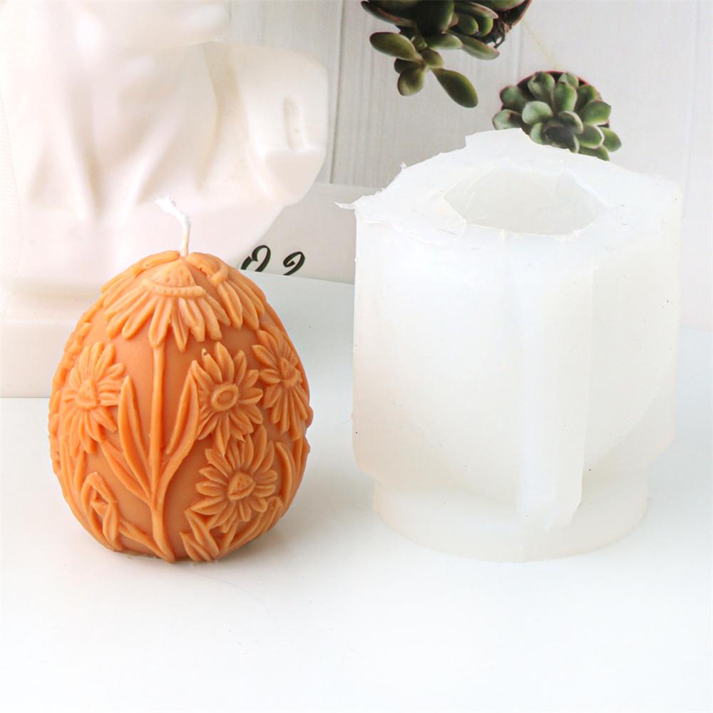 3D Easter Egg Candle Silicone Mold DIY Carving Flower Egg Resin Soap Casting Romantic Wedding Gifts Home Decor