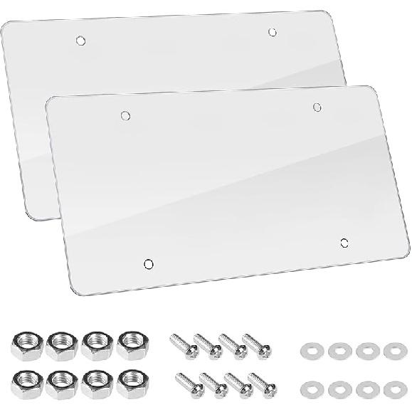 Wanheart 2-Pack Flat Clear License Plate Covers – Universal Fit US Standard Plates, UV & Scratch Resistant ABS Protector With Screws & Caps, Front
