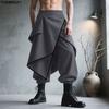 INCERUN Men Back Elastic Waist Layers Punk Gothic Cosplay Casual Long Harem Pants Trousers