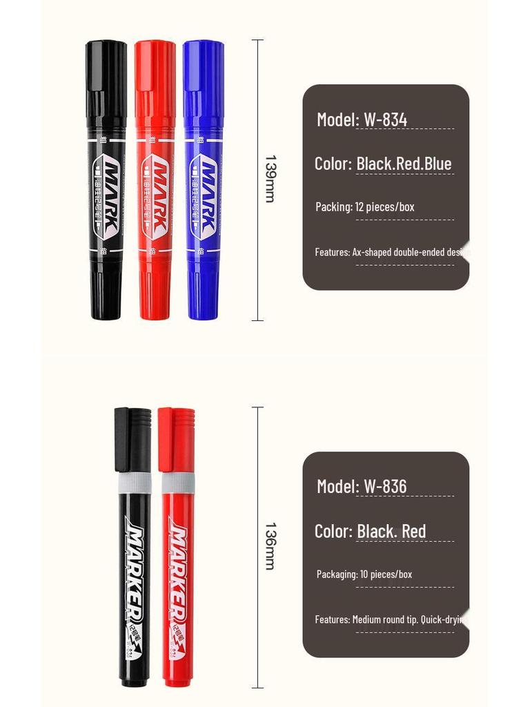 Oil-Based Double-Ended Refillable Broad Tip Marker - Large Capacity, Quick Drying, Waterproof