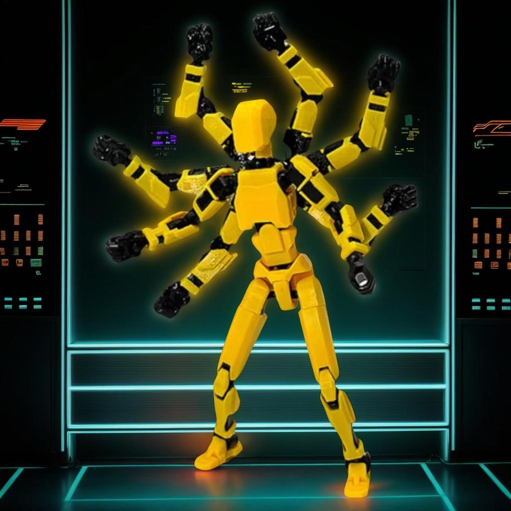 T 13 Figura de Ação Articulada Completa Desenho Animado Robô de Corpo Inteiro Oito Braços Decorações de Mesa Para Fãs e Colecionadores Articulações Ajustáveis