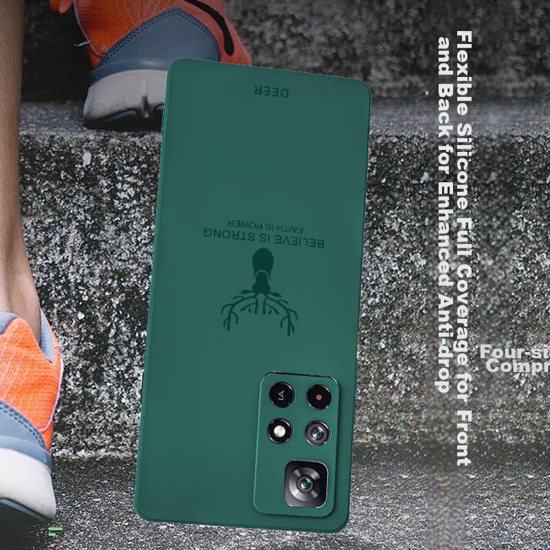 Redmi Note11Pro Phone Case, Xiaomi Redmi Note11Pro+ Full Lens Protection Frosted Anti-Drop Slim Silicone Soft Case - Dark Night Green