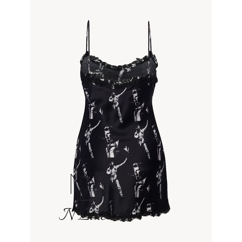 

Мода Прямая Покупка Реализацияпар Сексуальный Сексуальный Звезда Совместное Название Кружевной Принт Юбка на Подтяжках Платье Black XXS