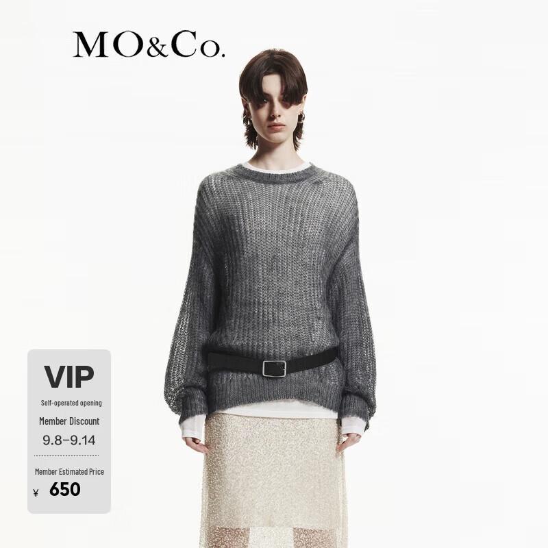 MO&Co. Mohair Wool Blend Lantern Sleeve Knit Sweater