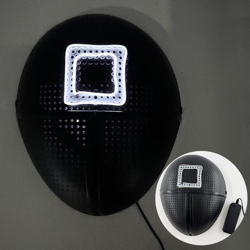 Led Light Up Mask Korean Cosplay Disguise Mask Square Circle Triangle Glowing Mask For Halloween Party Film Theme Neon Mask