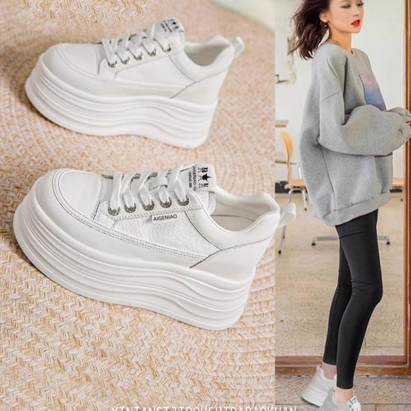 Lightweight Little White Shoes Women's 2025 Summer New Mesh Breathable White Board Shoes Short Le Thick Sole Inner Height Increase Women's Shoes