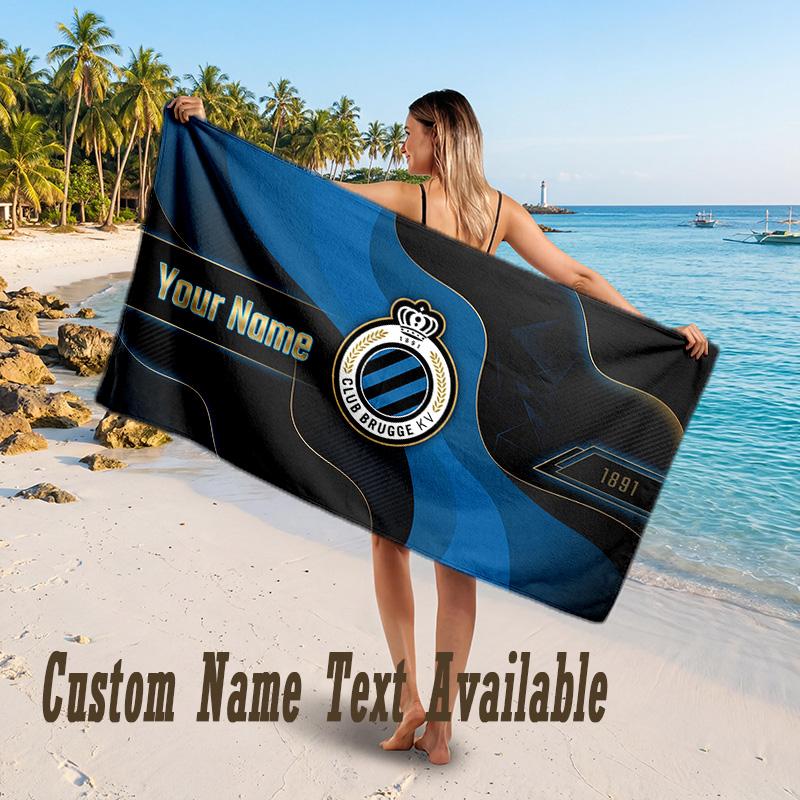 Club Brugge FC Design Beach Towel Custom Text Large Towel for Beach Vacation