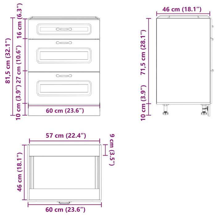 VidaXL Armoire de cuisine Kalmar noir bois d'ingénierie, meuble d'évier, meuble de cuisine avec tiroir, meuble de cuisine à 854280