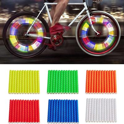 12 ks paprsků kola na kola Reflexní nálepka Barevná trubice výstražné bezpečnostní světlo DIY cyklistická odrazka reflexní bezpečnostní sada