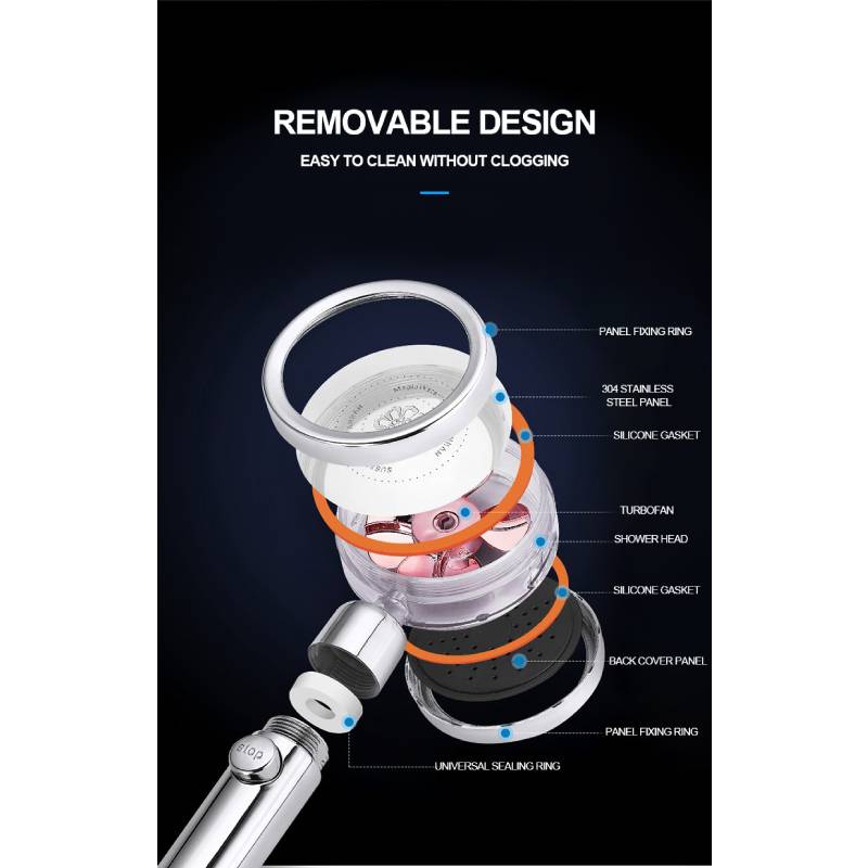 Pressure Turbocharged Flower Fountain Type Shower Head 3 Mode Saving Water with Water-Stopping,2021 Tik Tok Hot Sell