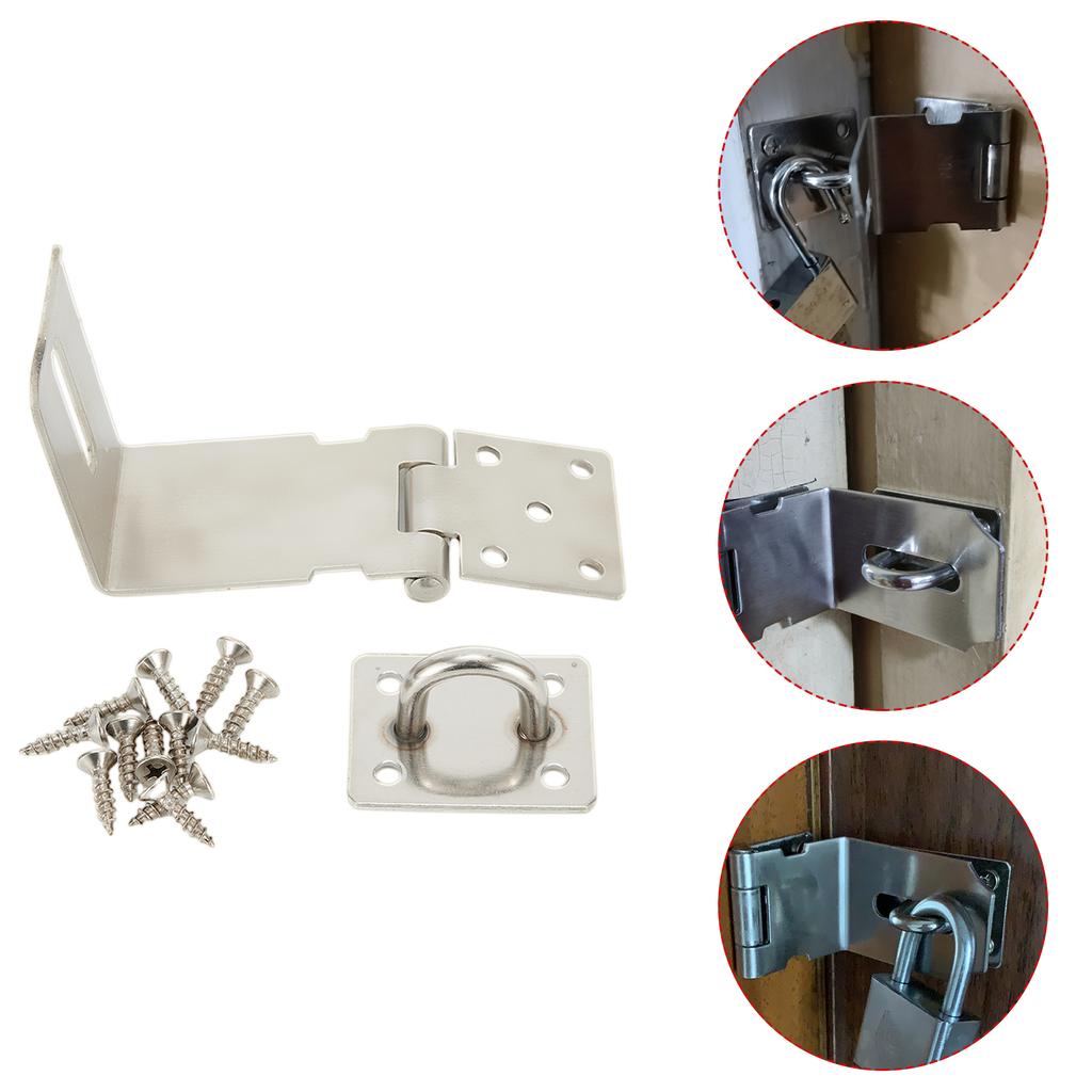 Stainless Steel Anti Theft Hasp Clasp with Strong Connecting Rod for Secure Shed Garage Door and Storage Latch Use