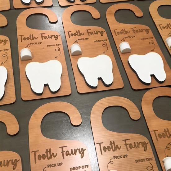 Wooden Tooth Holder Door Hanger Lost Teeth Pick-up Drop-Off Door