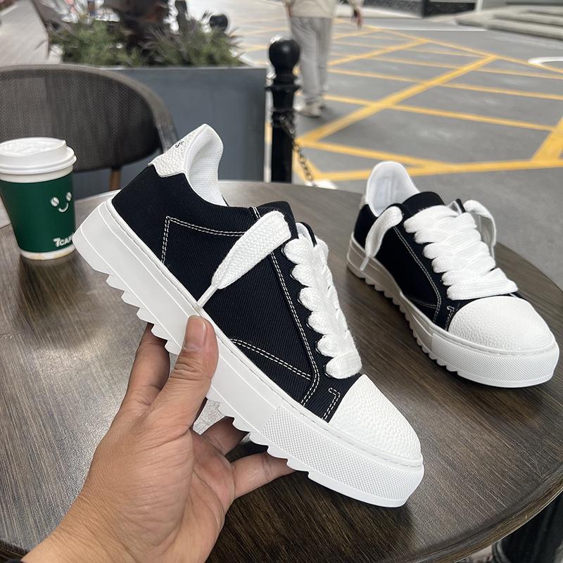 Scarpe Casual da Skateboard da Uomo Europee Versatili con Suola Spessa e Lacci