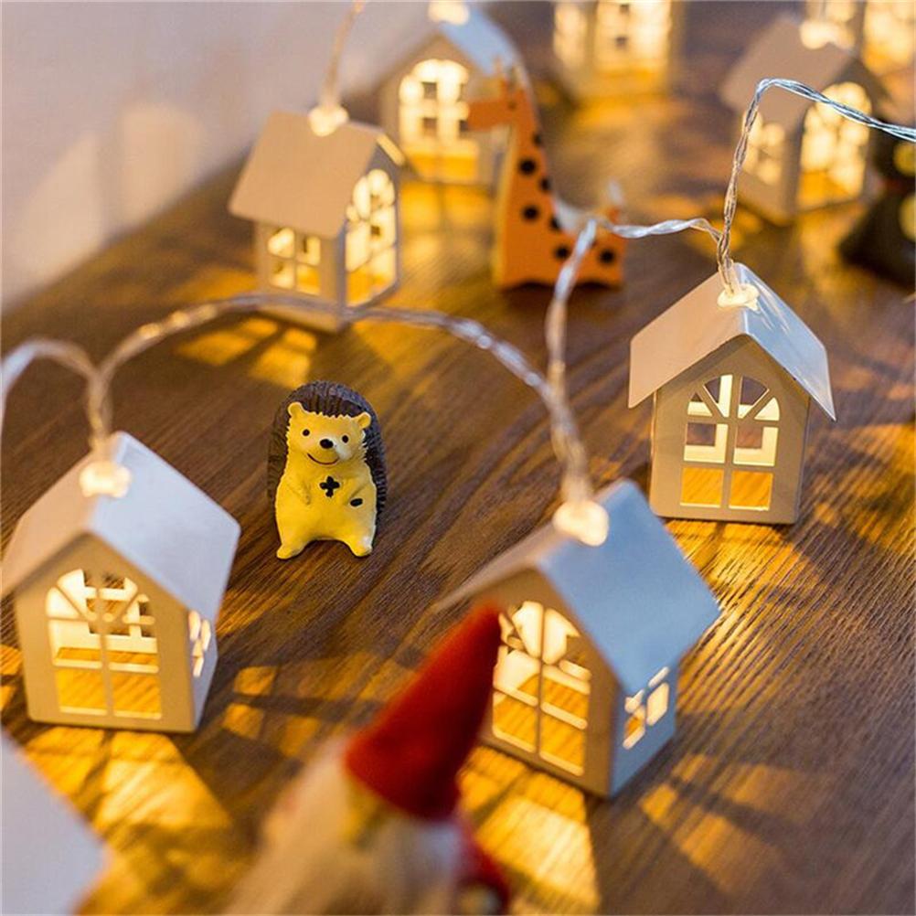 LED Christmas Lights Small House Shape Lights String Xmas Decor Light for Garden Terrace and Lawn