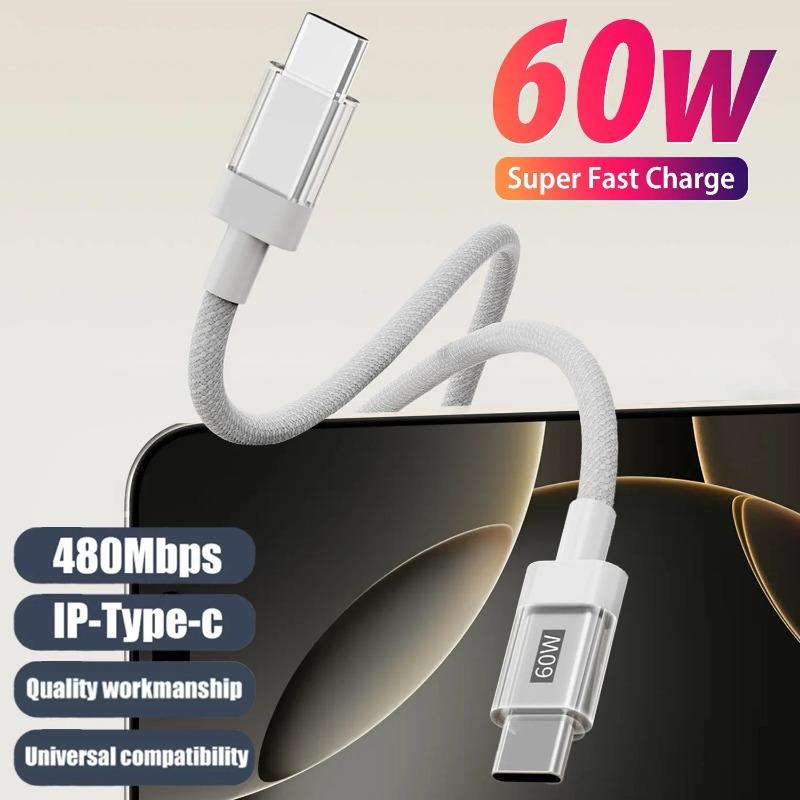 60W PD USB-C to USB C Fast Charger Cable For Apple iPhone 16 15 Pro Max 15 Plus Xiaomi Samsung Type C Quick Charging Data Wire