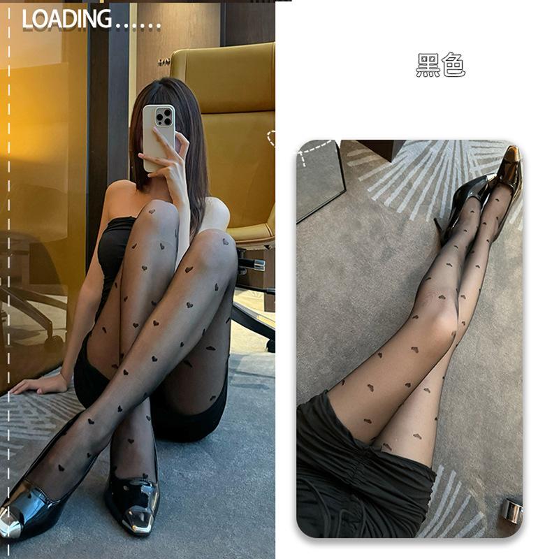 

New red little love black stockings sexy hot girl black silk polka dot pantyhose thin black stockings girl 40-60kg [confidential delivery]