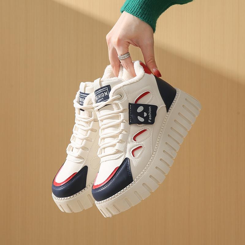ins Korean version of the new cotton shoes women's 2025 winter velvet sports running shoes casual shoes platform height increase YB9012