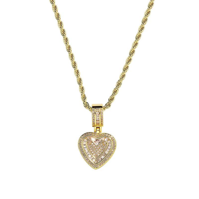 Heart Pendant Necklace Women Gold Plated Chain Hip Hop Jewelry Statement Choker Layered Accessory
