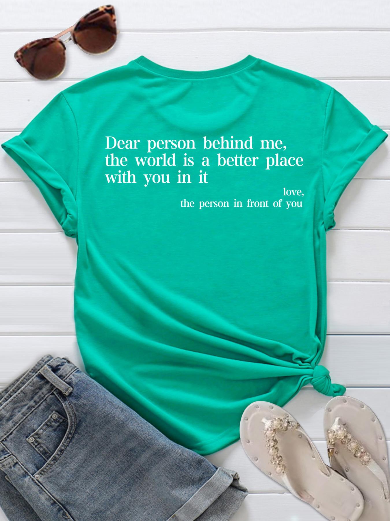 

Футболка с круглым вырезом и буквенным принтом To The Person Behind Me, летняя женская одежда 2XL зелёный