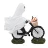 Bike Ghost Rider Statue with Pumpkin Resin Cycling Figurine Ornament for Holiday Scene Desk Decorati