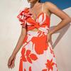 Women Swimsuit One Piece One Shoulder Ruffle Printed Vacation Beachwear Luxury Bathing Suit Bikini Set Swimwear 2024 Summer