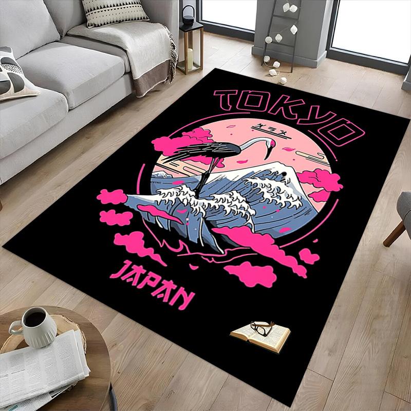 1pc Tokyo Japan Home Office, Durable Polyester Floor Mat with Easy, Office Decor, Urban Style, Nonslip Backing