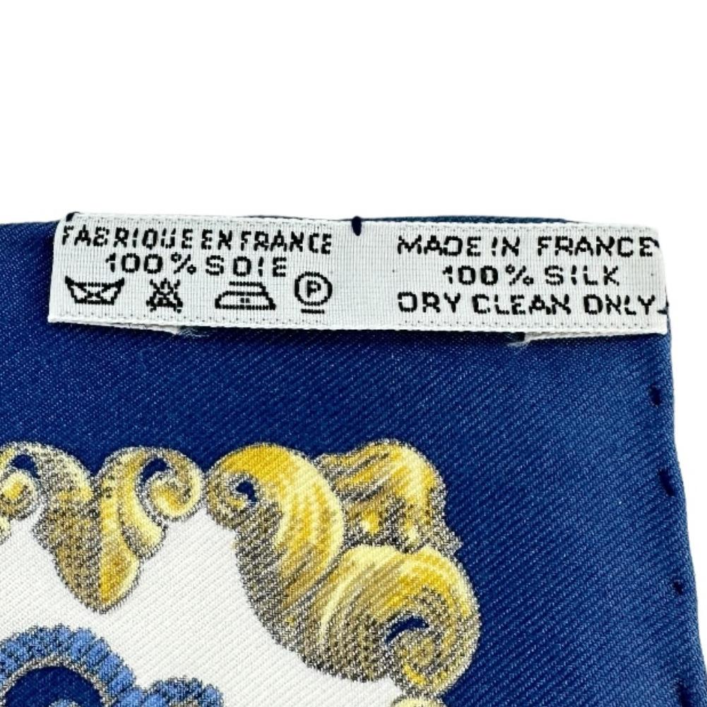 Hermes Carree42 Scarf LVDOVICVS MAGNVS Louis XIV Straddling a White Horse Silk Women Used