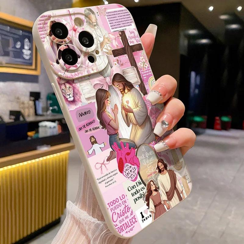 Religious Colorful Painted Phone Case for iPhone 17 AIR 16 15 14 13 12 11 PRO MAX XSMAX XR 7 8 PLUS Y2K Camera Protection Cover