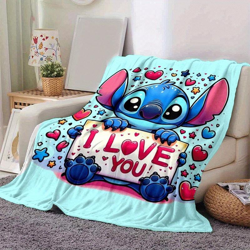 1pc Cute Stitch Printing Blanket - Soft, All-Season Throw for Living Room, Bedroom,Personalized Gift with Adorable Cartoon Design