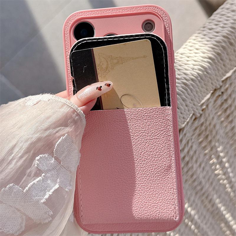 iPhone 17 Pro Max Lychee Pattern Card Holder Case, Fits Apple 11/12/13/14/15/16