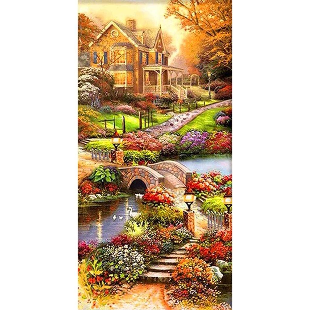 Landschaft Stickerei-Sets DIY Baumwolle 11CT 3 Fäden Gedruckt Mosaik Baumwolle Stickerei Handarbeiten Sets