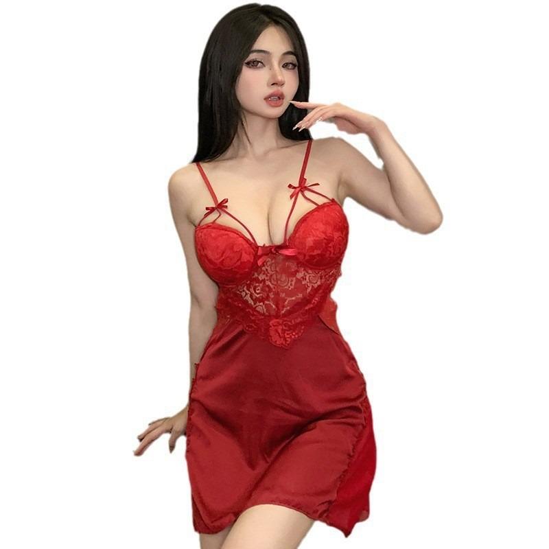 Sexy Sex Lace Gathering Perspective Pure Desire Uniform Backless Chest Pad Sex Underwear Set