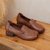 Autumn new retro leather thick heel leather mother shoes round head comfortable one pedal shallow mouth women's single shoes