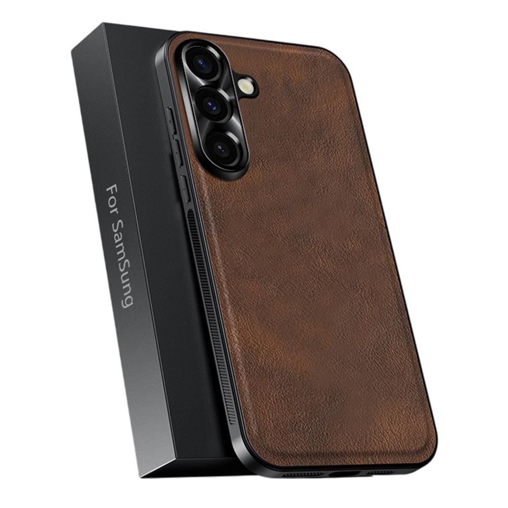 For Samsung Galaxy A56 5G Deksel PU+TPU+PC Telefon Bakdeksel med Metall Linseramme