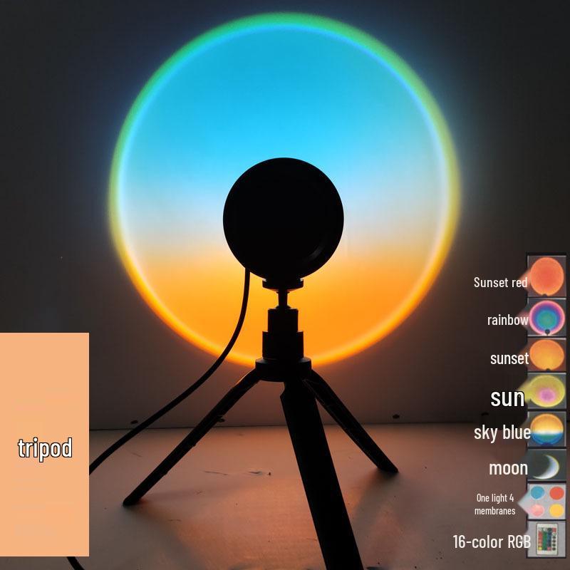 Lámpara de Proyección de Atardecer RGB - Iluminación Ambiental de Fondo para Sesiones de Fotos