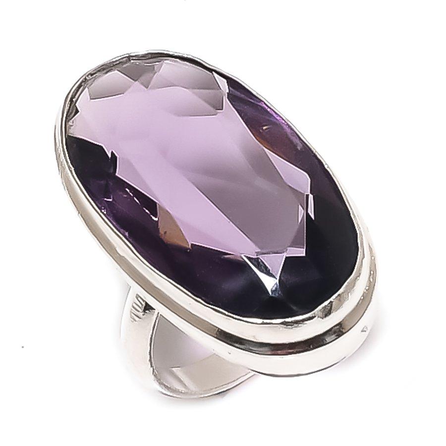 

Аметист Драгоценный камень Ручная работа 925 Стерлинговое серебро Ювелирное кольцо Размер 7.5 h4P30