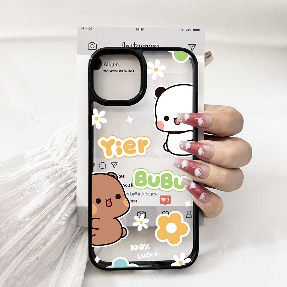 

Funny Cartoon Dudu Bubu Couple Phone Case For iPhone 13 17 Pro 16 15 14 12 11 XR XS Max 7 8Plus Animal Pattern Clear Hard Cover iPhone XS Max