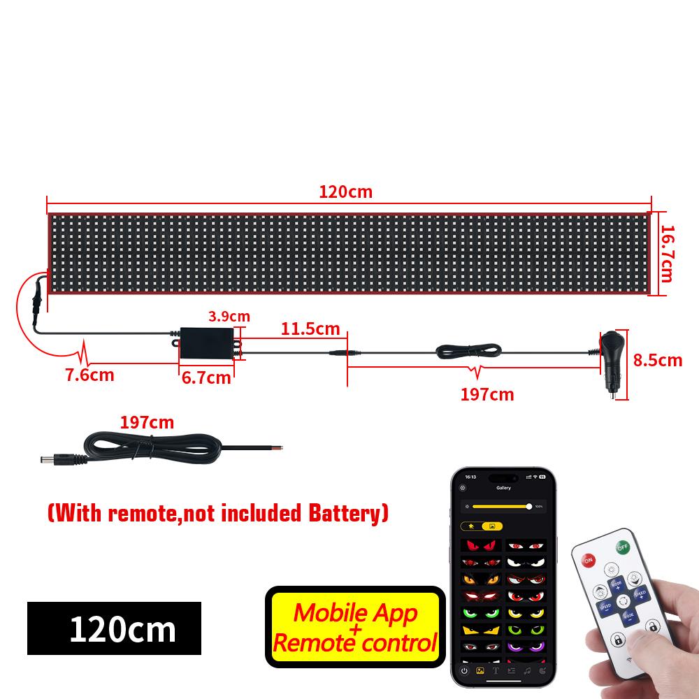 

Светодиодная подсветка салона грузовика «Глаз дьявола», гибкая матричная пиксельная панель, дисплей для знака на лобовом стекле, дистанционное управление/приложение, DIY, предупреждающая лампа