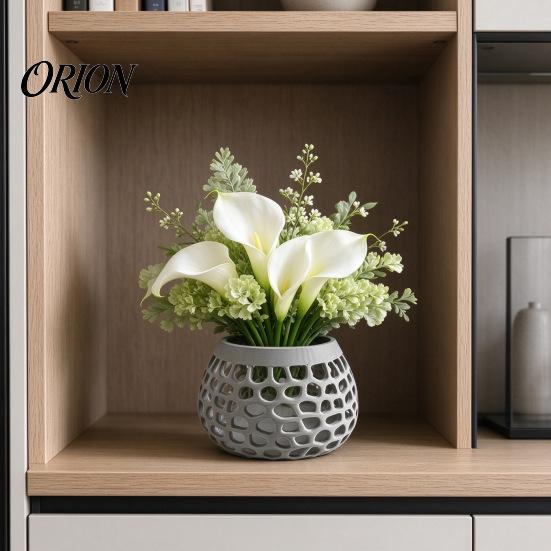 Decorative Table Centerpiece 3D Printed Hollow Vase, Modern Geometric Flower Container, Minimalist Desktop Organizer for Dried Flowers Niche Interior