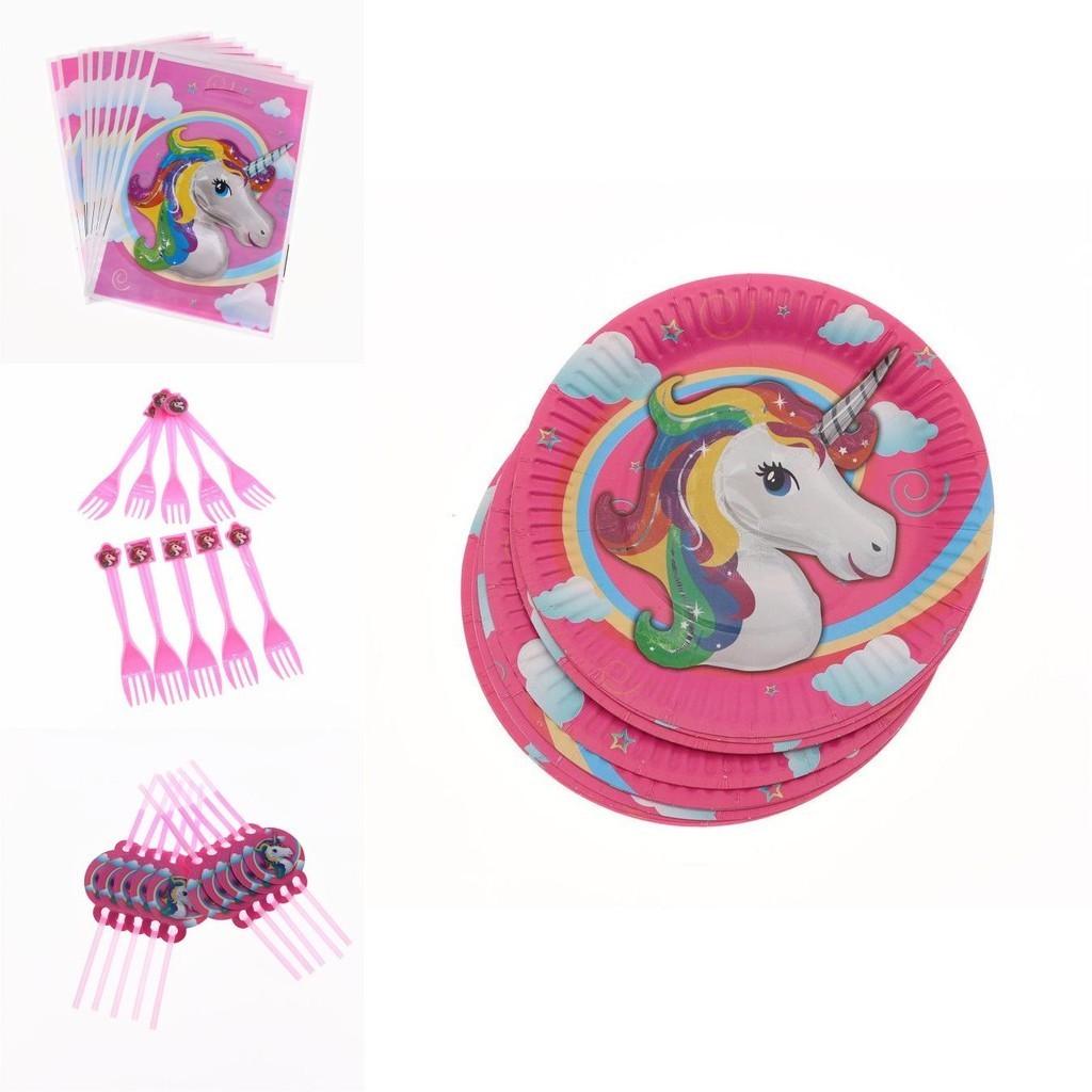 Magical Unicorn Kids Birthday Party Supplies Featuring Colorful Plates Cups And Banners