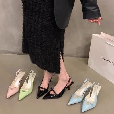 Nieuwe Stijl Damesschoenen Mode Licht Glad Monochroom Luxe Puntige Dames Sandalen Dunne Hoge Hakken Jurk Sexy Hoge Hakken