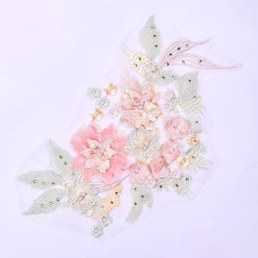 Delicate Flower Embroidered Patches Three-dimensional Clothes Patches  Wedding Dress