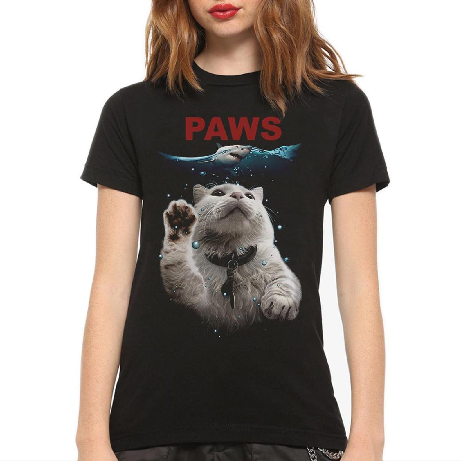 Cat Paws Jaws Funny T-Shirt, Men s and Women s Sizes 2XL