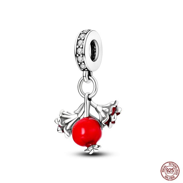 New 925 Sterling Silver Red Color Series Heart Shape Charms Beads Lucky Jewelry Gifts